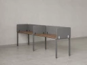Бенч-система в 1 ряд, 2 рабочих места 5 тканевых экранов 2400x600x750 RM167-1-24x6 Дуб Юстус/Серый