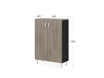 Шкаф закрытый 3 уровня 900х430х1290 RB051-90х43 Шорвуд/Черный