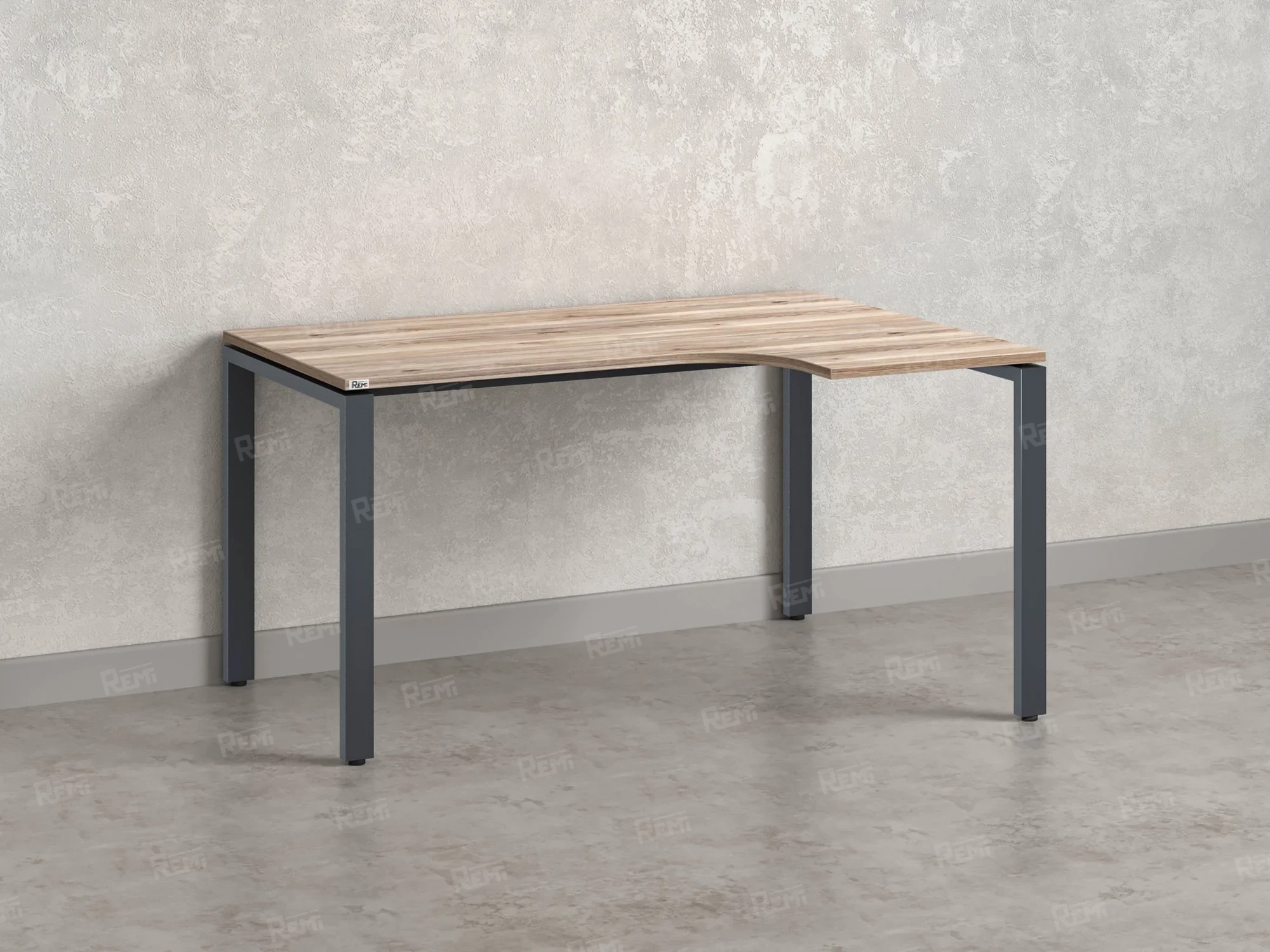 Стол угловой, П-опора, правый 1600x700/900x750, RM052-16x7-9 Дуб Маувелла/Серый