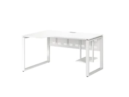 Стол угловой, экран металл, О-опора, левый 1600x900/1200x750, RM056-16x9-12 Белый/Белый