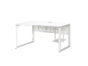 Стол угловой, экран металл, О-опора, левый 1600x900/1200x750, RM056-16x9-12 Белый/Белый
