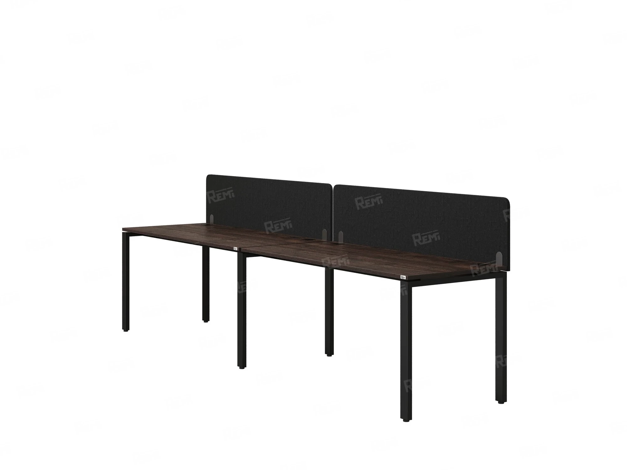 Бенч-система в 1 ряд, 2 рабочих места 2 тканевых экранов 2000x600x750 RM167-3-20x6 Дуб Апрельский шоколад/Черный