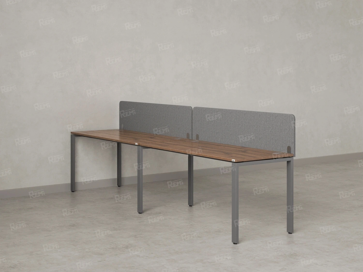 Бенч-система в 1 ряд, 2 рабочих места 2 тканевых экранов 3600x700x750 RM167-3-36x7 Дуб Юстус/Серый