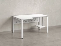 Стол угловой, экран металл, П-опора, левый 1400x900/1200x750, RM059-14x9-12 Белый/Белый