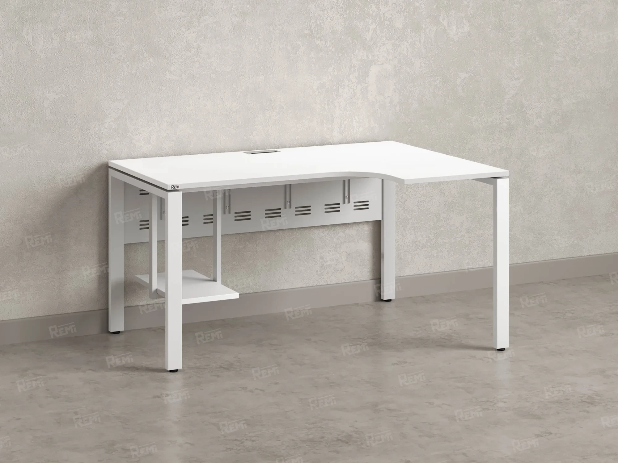 Стол угловой, экран металл, П-опора, правый 1800x900/1200x750, RM058-18x9-12 Белый/Белый