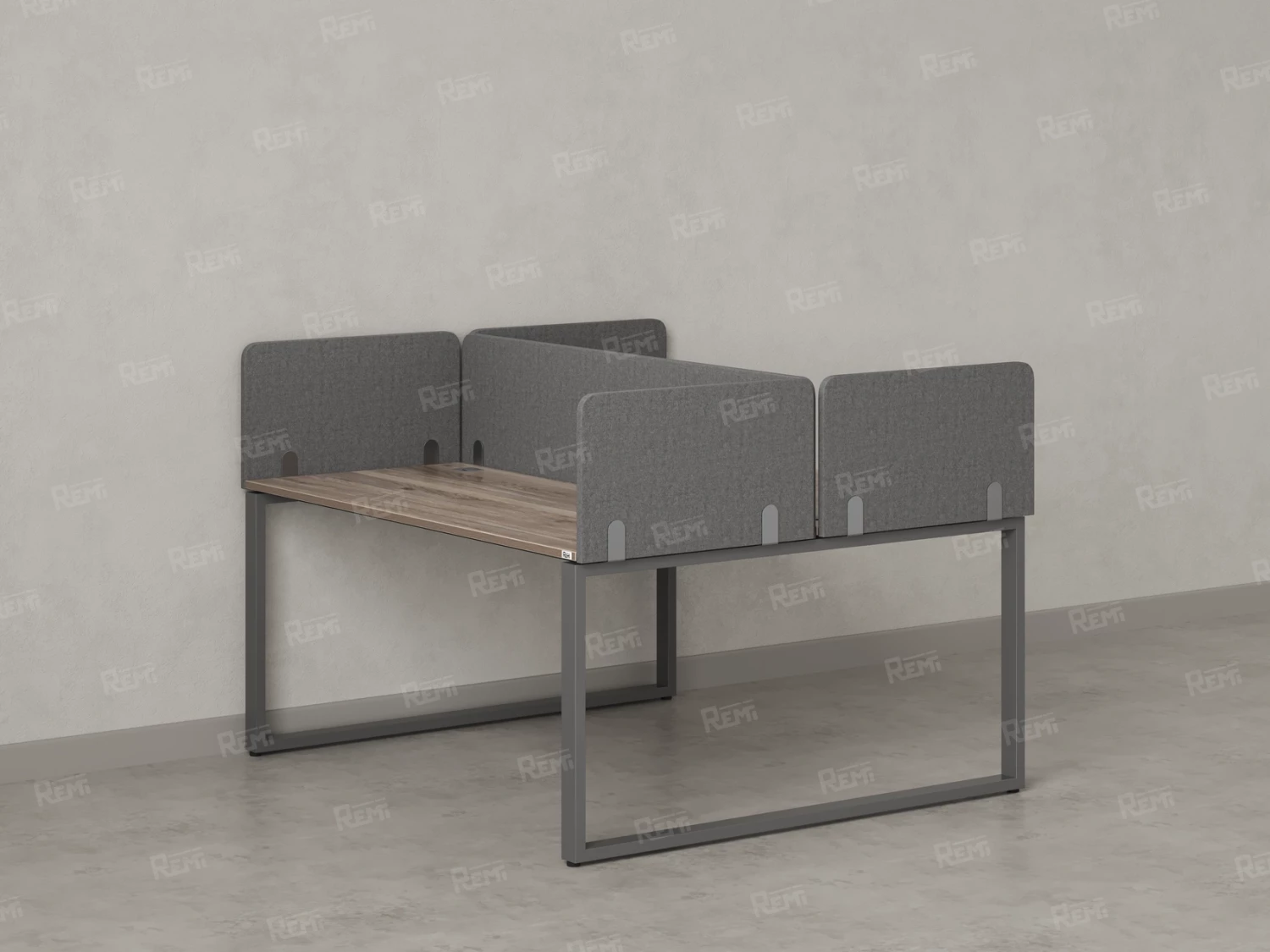 Бенч-система, 2 рабочих места, 5 тканевых экранов 1400x1200x750 RM169-3-14x12 Дуб Маувелла/Серый