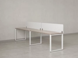Бенч-система в 1 ряд, 2 рабочих места 2 тканевых экранов 2000x600x750 RM168-3-20x6 Дуб Маувелла/Белый
