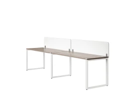 Бенч-система в 1 ряд, 2 рабочих места 2 тканевых экранов 2000x600x750 RM168-3-20x6 Дуб Маувелла/Белый