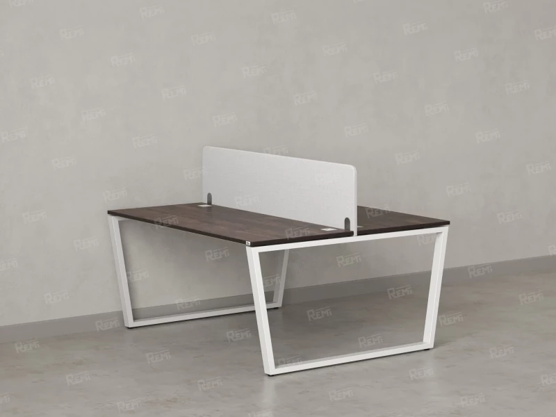 Бенч-система, 2 рабочих места, с одним тканевым экраном 1200x1200x750 RM172-1-12x12 Дуб Апрельский шоколад/Белый