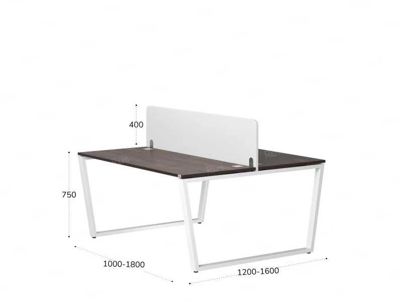 Бенч-система, 2 рабочих места, с одним тканевым экраном 1200x1200x750 RM172-1-12x12 Дуб Апрельский шоколад/Белый
