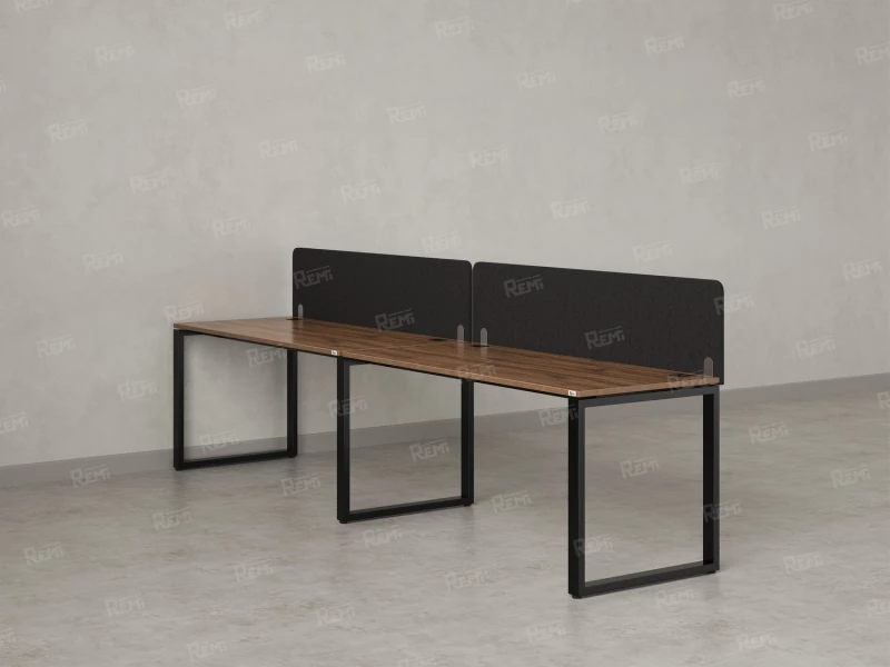 Бенч-система в 1 ряд, 2 рабочих места 2 тканевых экранов 3600x700x750 RM168-3-36x7 Дуб Юстус/Черный