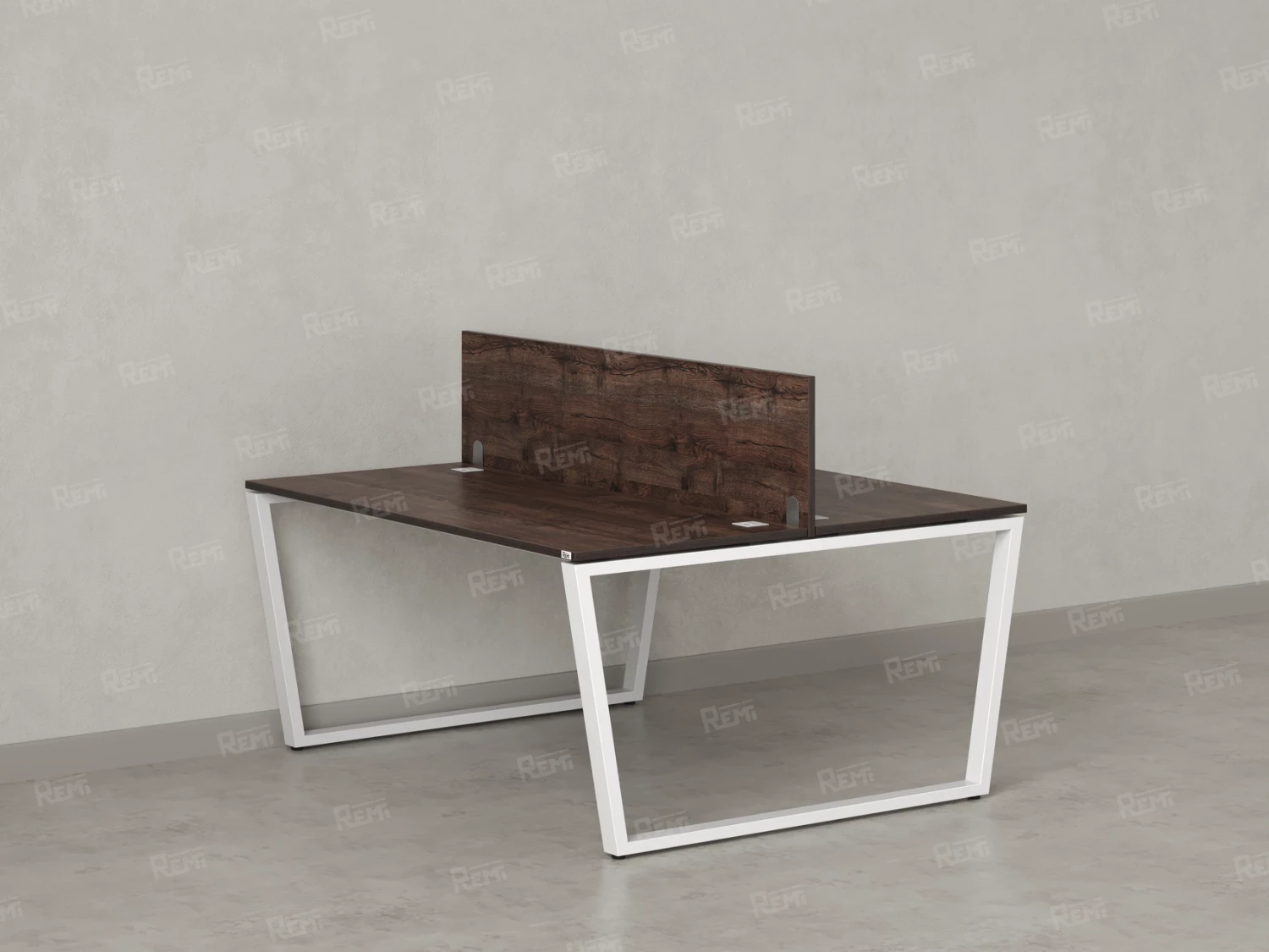 Бенч-система, 2 рабочих места, с одним экраном ЛДСП 1400x1600x750 RM172-2-14x16 Дуб Апрельский шоколад/Белый