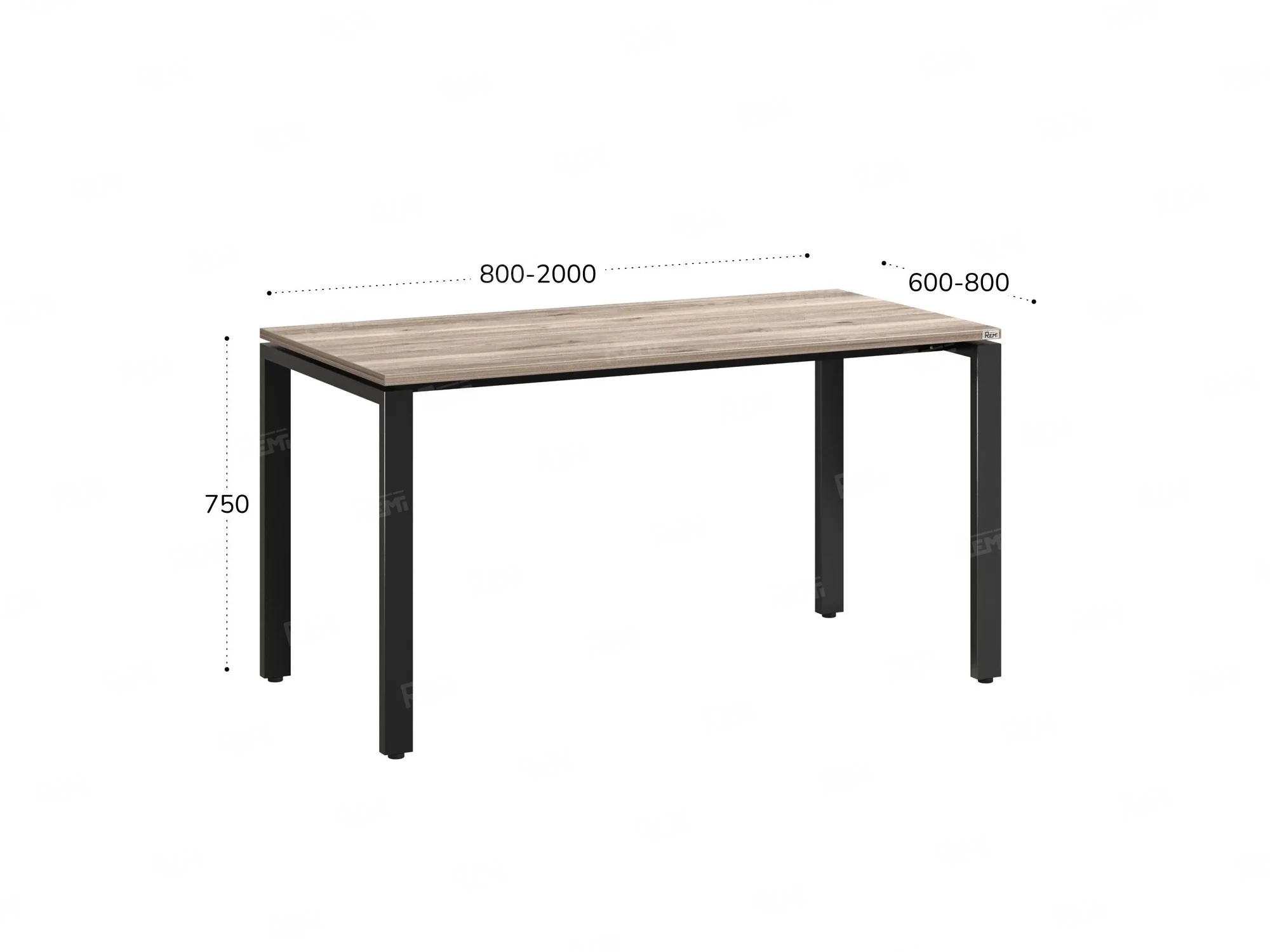 Стол прямой на П-образных опорах 1000x700x750 RM001-10x7 Дуб Маувелла/Черный