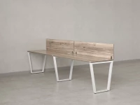 Бенч-система в 1 ряд, 2 рабочих места 2 ЛДСП экранов 2400x800x750 RM174-4-24x8 Дуб Маувелла/Белый