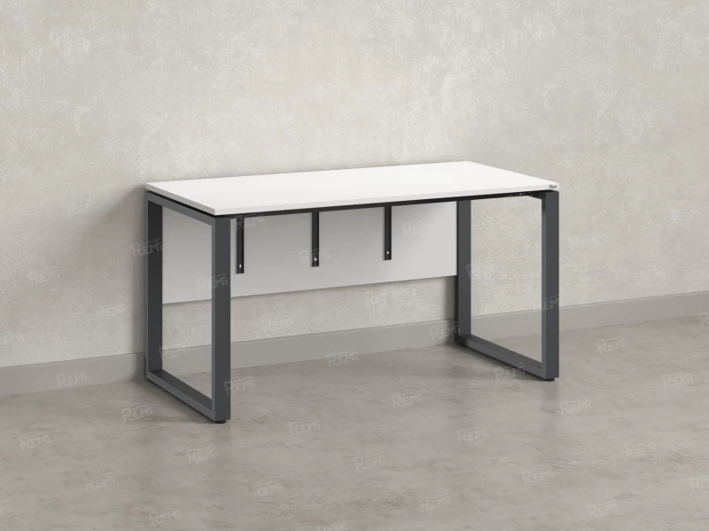 Стол прямой, О-опоры, экран ЛДСП,парящая стол-ца 1800x600x750 RM008-18x6 Белый/Серый