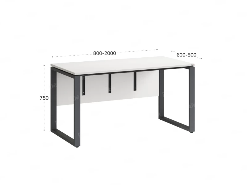 Стол прямой, О-опоры, экран ЛДСП,парящая стол-ца 1800x600x750 RM008-18x6 Белый/Серый