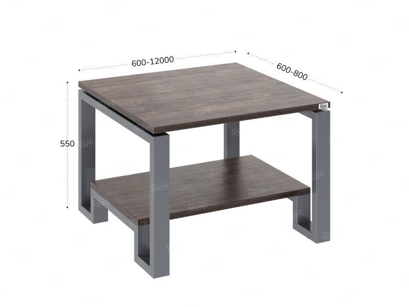 Журнальный стол с полкой 900x600x550 RM181-9x6 Дуб Апрельский шоколад/Серый