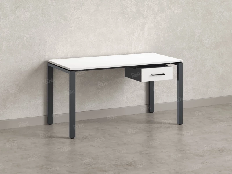Стол прямой с подвесной тумбой, П-опора 1600x600x750 RM038-16x6 Белый/Серый