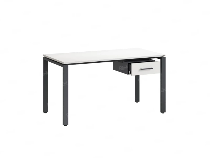 Стол прямой с подвесной тумбой, П-опора 1600x600x750 RM038-16x6 Белый/Серый