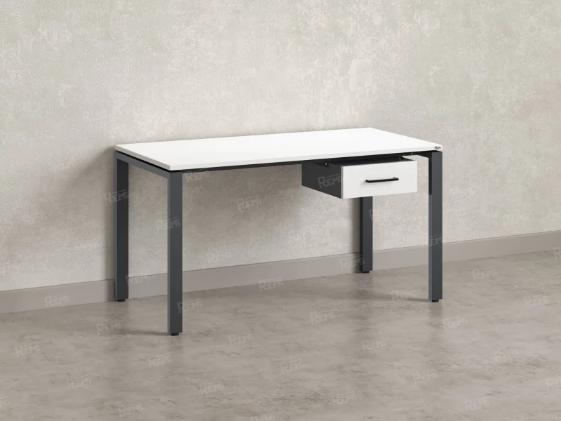 Стол прямой с подвесной тумбой, П-опора 1600x600x750 RM038-16x6 Белый/Серый