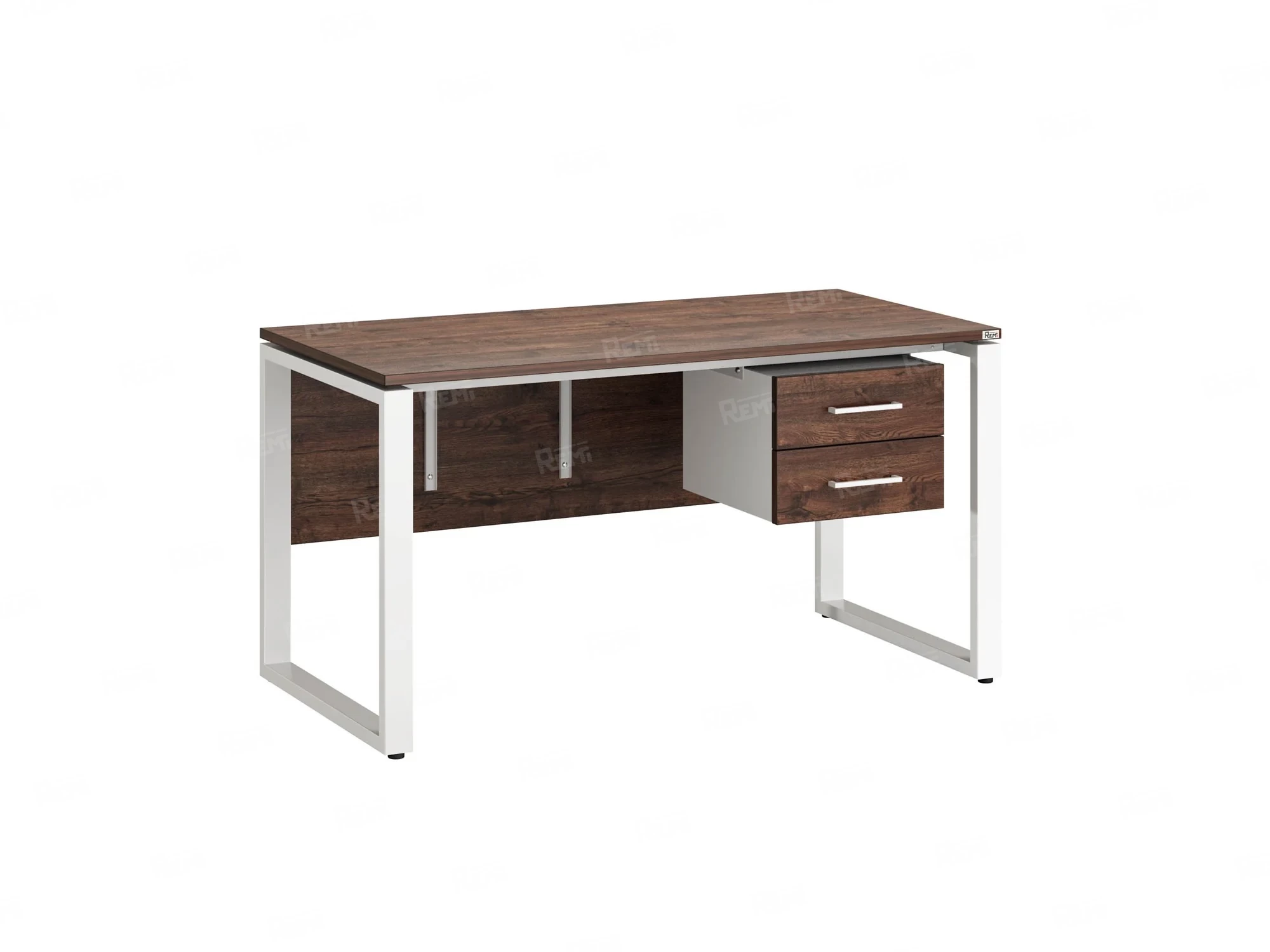 Стол прямой, подвесная тумба, ЛДСП экран, О-опора 2000x600x750 RM033-20x6 Дуб Апрельский шоколад/Белый