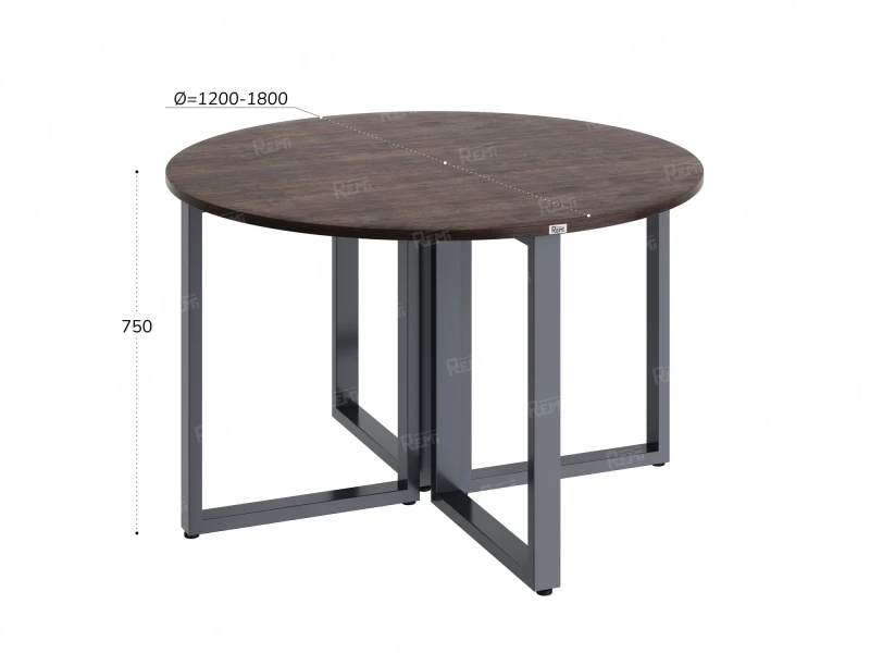 Круглый стол на О-образных опорах 1500x1500x750 RM187-15x15 Дуб Апрельский шоколад/Серый