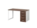 Стол прямой с тумбой на О-образных опоре, правый 1600x700x750 RM105-16x7 Дуб Апрельский шоколад/Белый