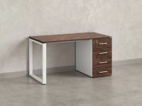 Стол прямой с тумбой на О-образных опоре, правый 1600x700x750 RM105-16x7 Дуб Апрельский шоколад/Белый