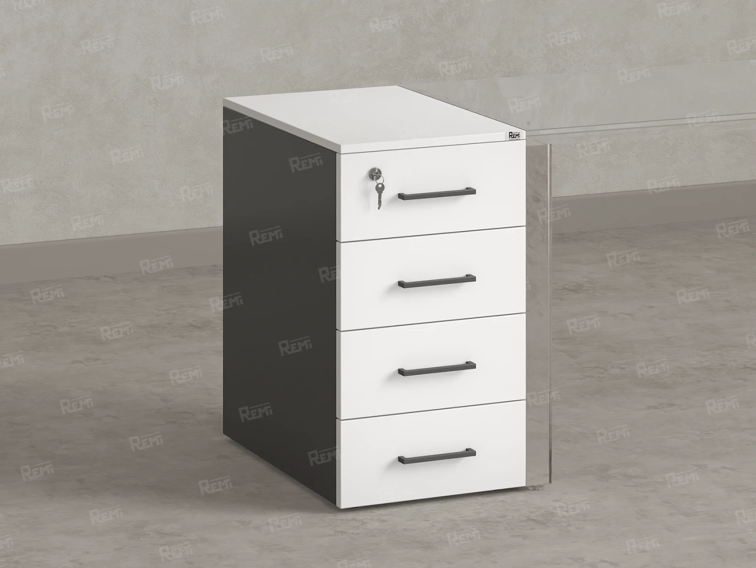 Тумба приставная, 4 ящика 400x600x750 RM121-40x60 Белый/Серый