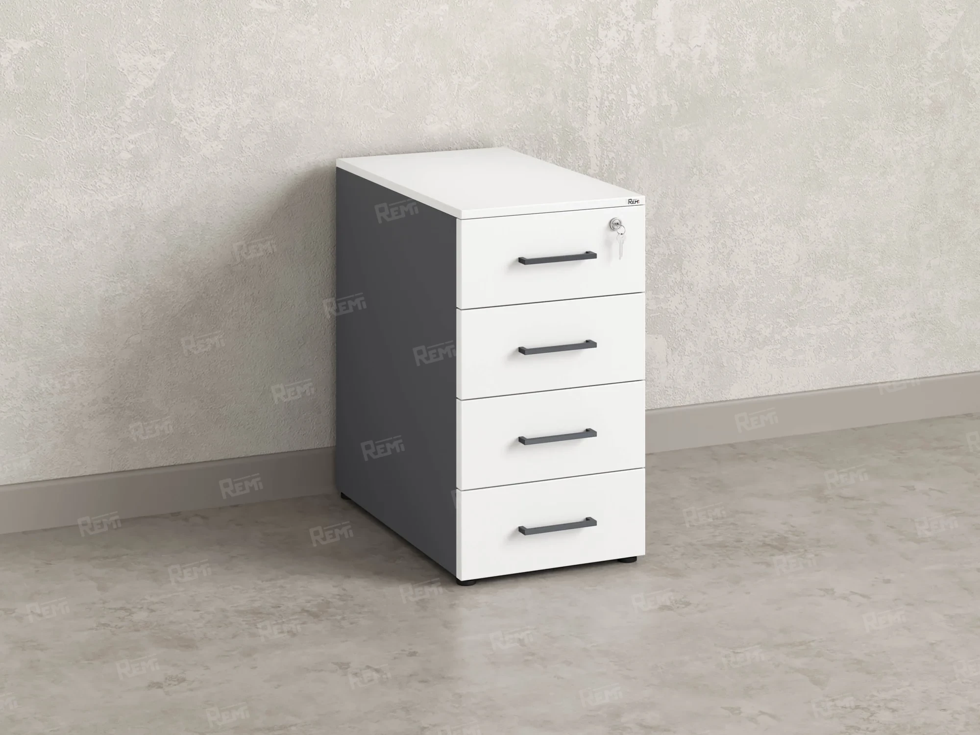 Тумба приставная, 4 ящика 400x600x750 RM121-40x60 Белый/Серый