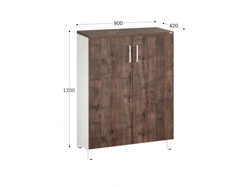 Шкаф распашной, 3 уровня 900x420x1200 RM149-90x42 Дуб Апрельский шоколад/Белый