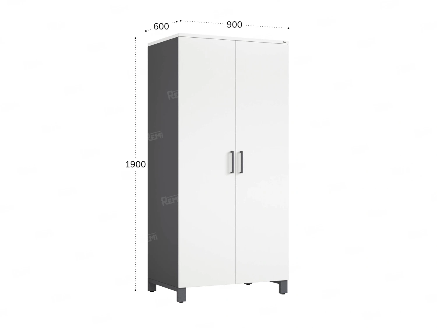 Гардероб, штанга, 1 полка 900x600x1900 RM158-90x60 Белый/Серый