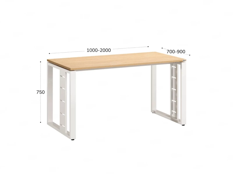 Стол прямой на О-образных опорах 1200x800x750 RM040-12x8 Вяз Швейцарский светлый/Белый