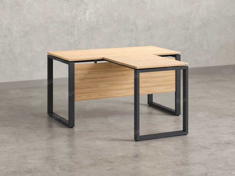 Стол с брифингом с парящей столешницей на О-образных опорах с экраном ЛДСП RM045-10x9 1000x1900x750 Вяз Швейцарский светлый/Серый