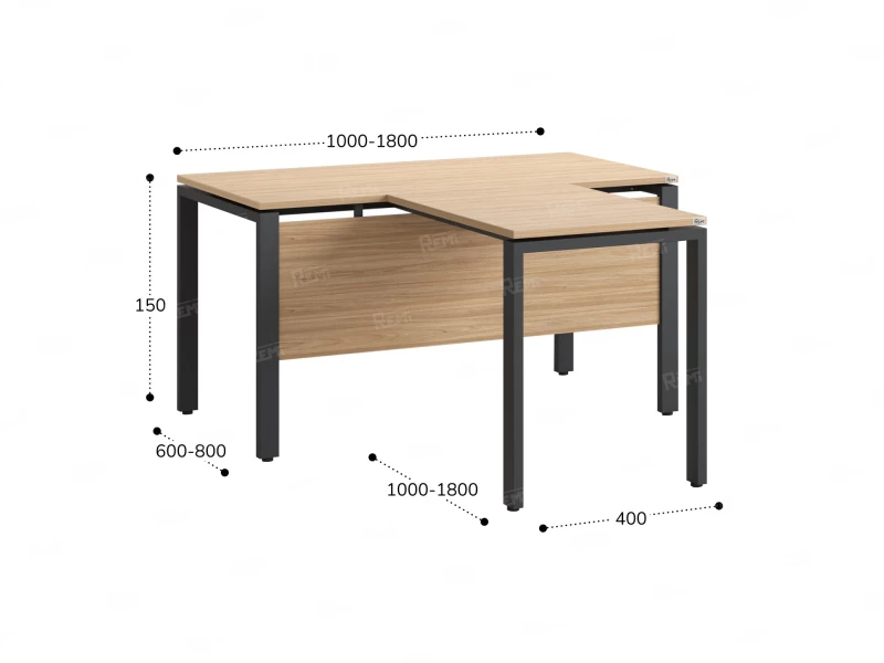 Стол с брифингом с парящей столешницей на П-образных опорах с экраном ЛДСП RM043-18x6 1800x2400x750 Вяз Швейцарский светлый/Серый
