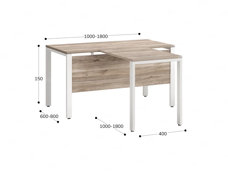 Стол с брифингом на П-образных опорах с экраном ЛДСП RM044-16x7 1600x2300x750 Дуб Маувелла/Белый