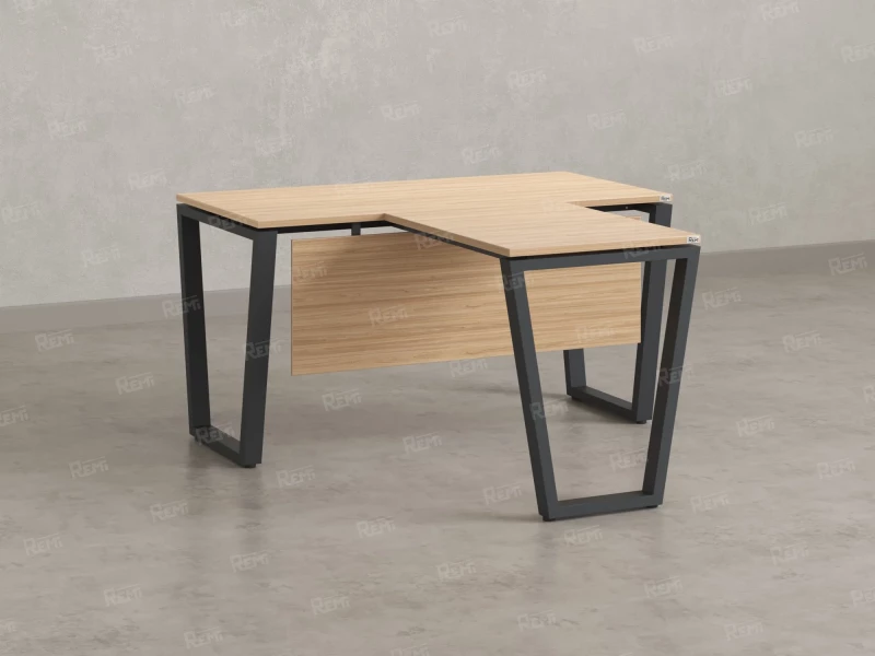 Стол с брифингом с парящей столешницей на U-образных опорах с экраном ЛДСП RM047-10x8 1000x1800x750 Вяз Швейцарский светлый/Серый