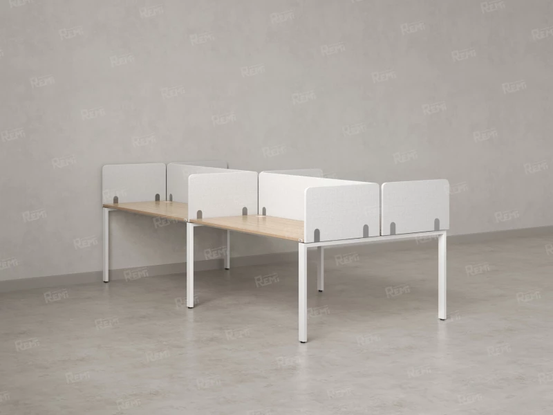 Бенч-система, 4 рабочих места, на П-образных опорах, 8 тканевых экранов 2000x1600x750 RM166-1-10x16 Вяз Швейцарский светлый/Белый