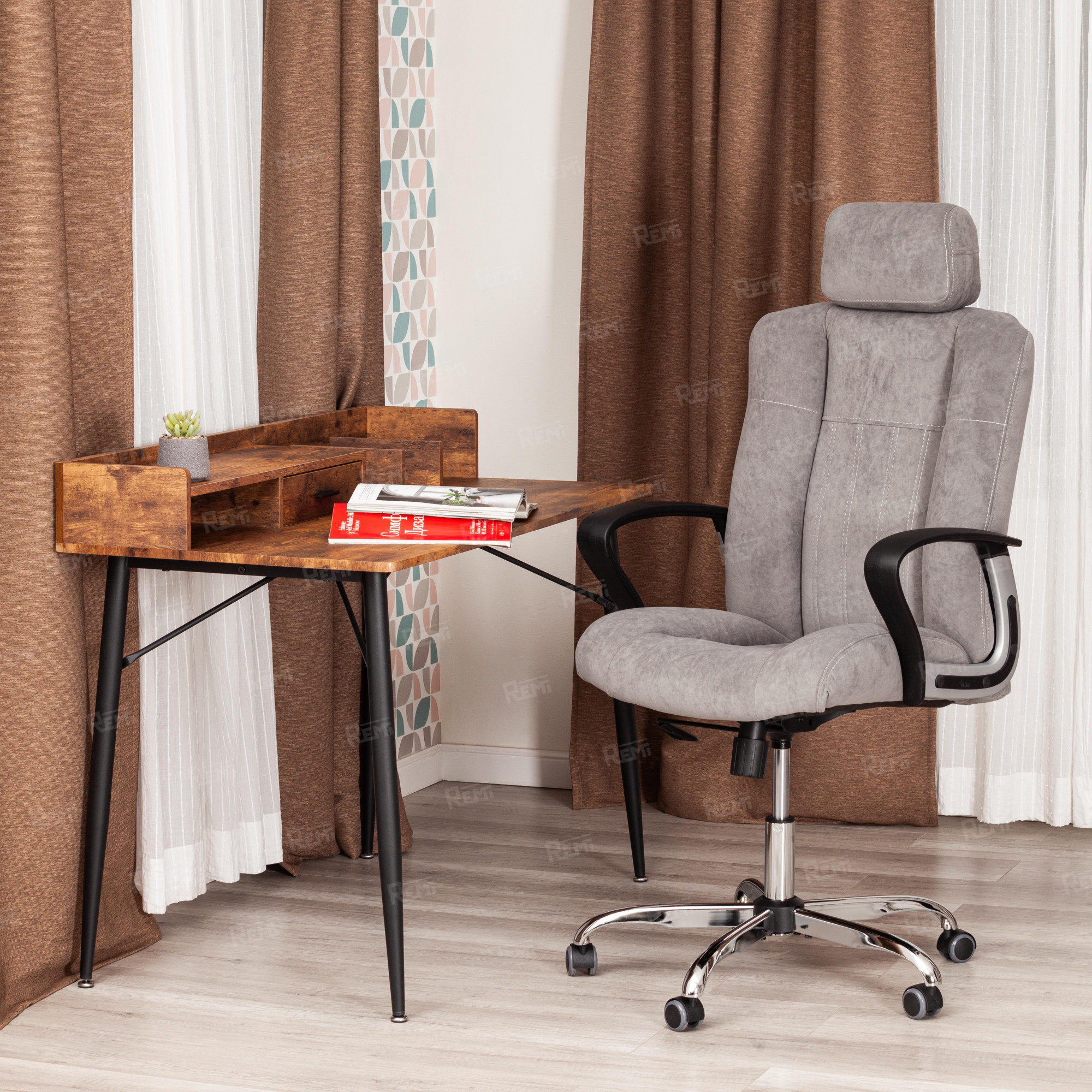 Кресло OXFORD хром Серый/Серый, Флок (арт. 21163)