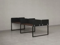 Бенч-система, 4 рабочих места, на О-образных опорах, 8 тканевых экранов 2400x1600x750 RM170-1-12x16 Дуб Апрельский шоколад/Черный