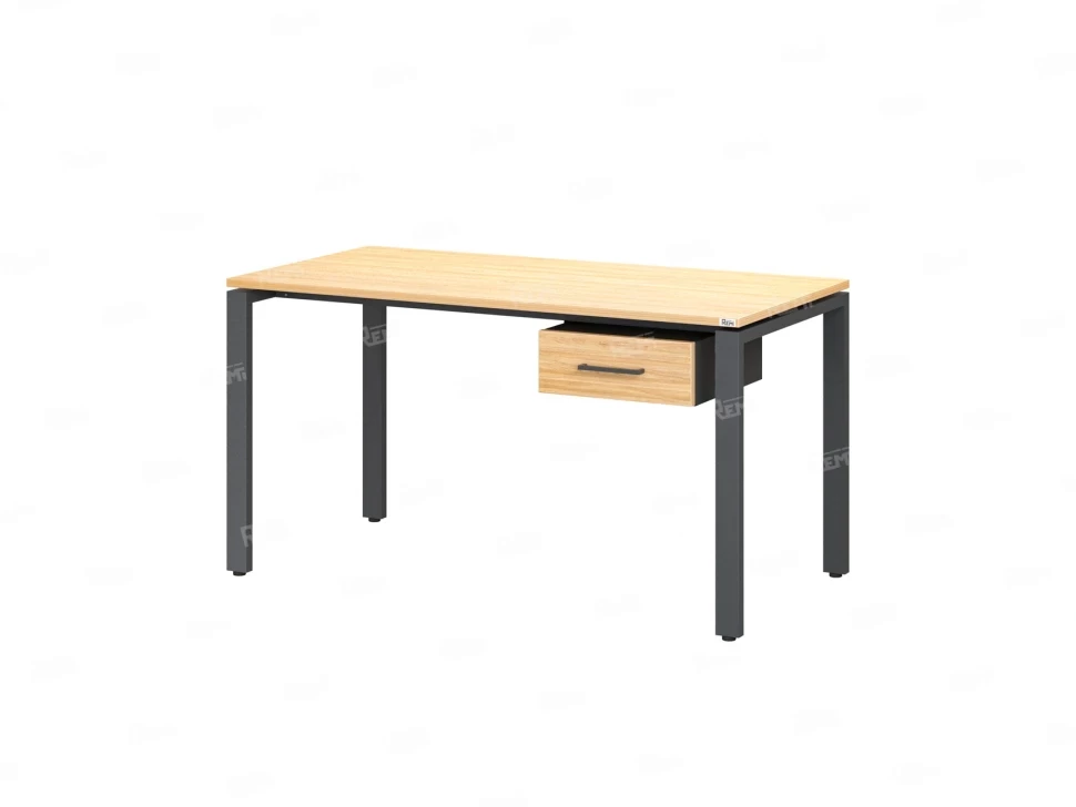 Стол прямой с подвесной тумбой, П-опора 1800x700x750 RM038-18x7 Вяз Швейцарский светлый/Серый