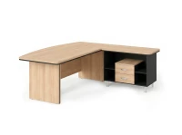 BRL RB070-160x200R Стол руководителя угловой R с тумбой 2 ящика 1600х2000х760 Акация/Черный