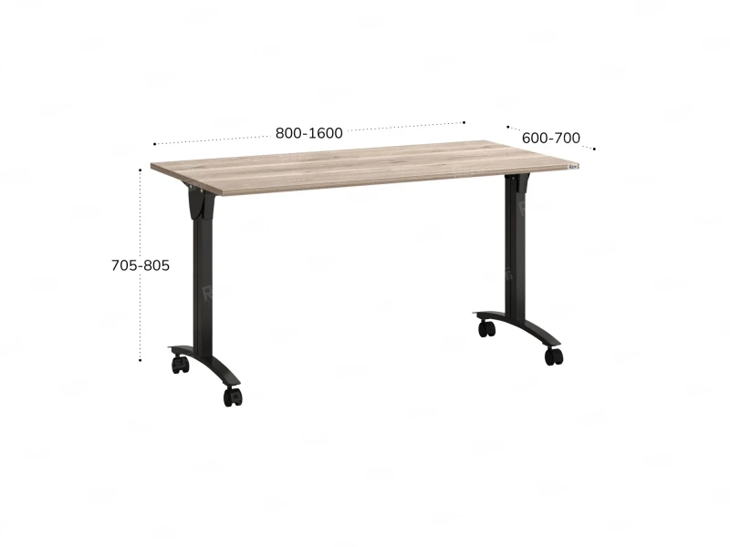 Стол складной, мобильный 1200x700x750 RM011-12x7 Дуб Маувелла/Черный