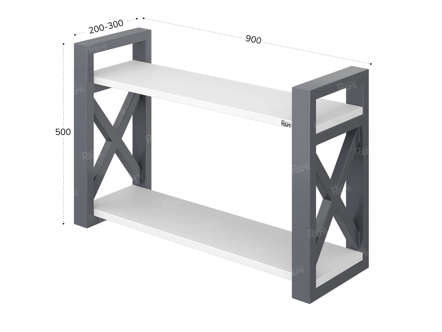 Полка настенная 900x300x500 RM196-90x30 Белый/Серый
