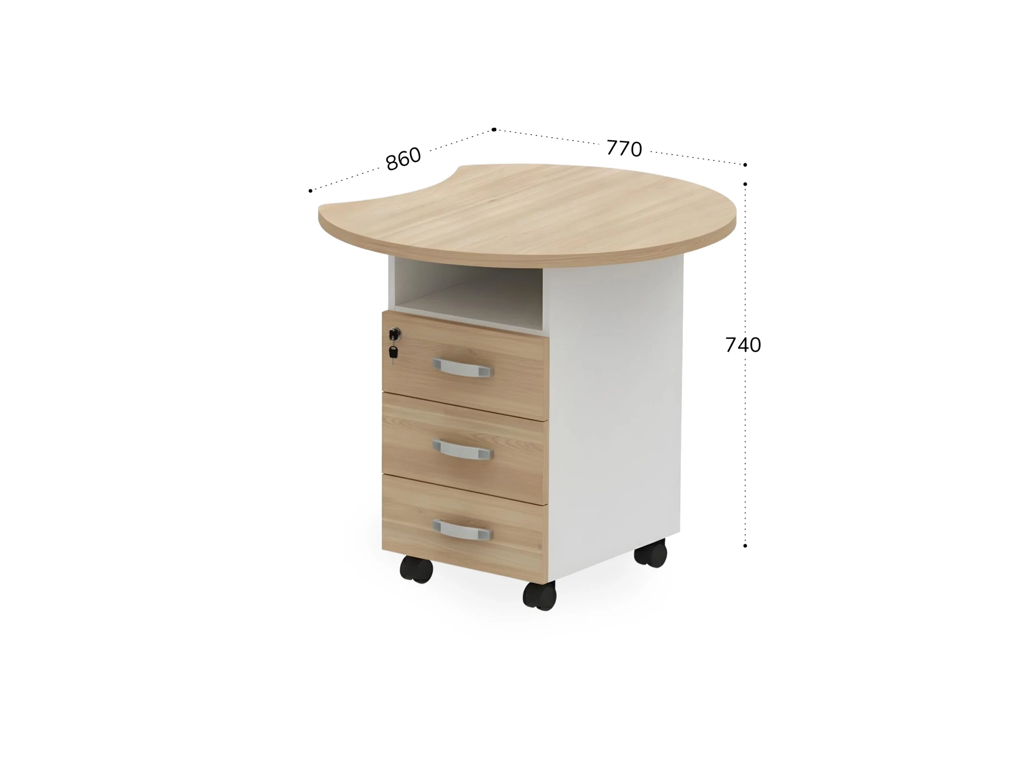 BRL RB088-77х86R Тумба приставная правая 770х860х740 Акация/Белый