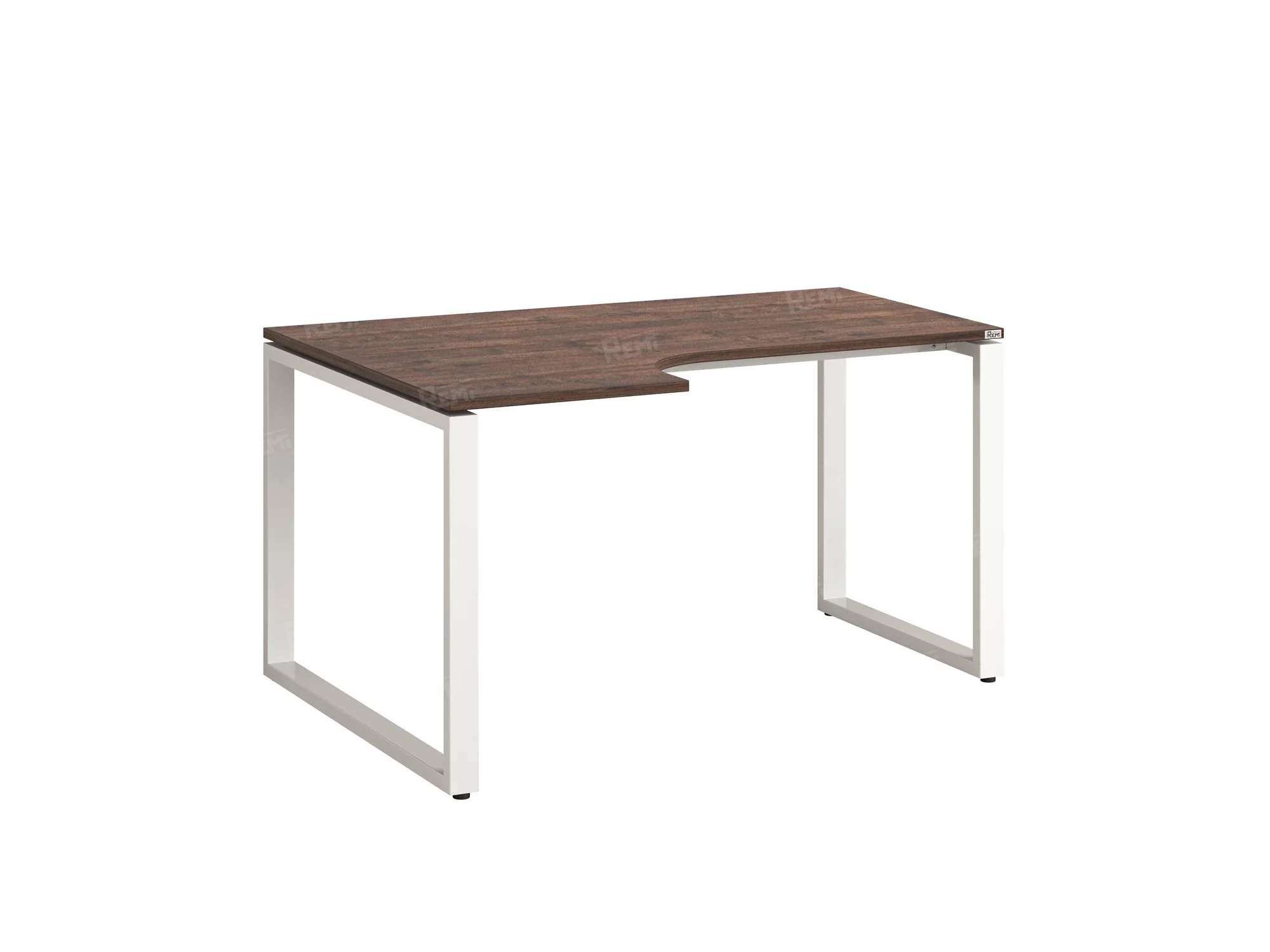 Стол угловой, О-опора, левый 1800x600/900x750, RM055-18x6-9 Дуб Апрельский шоколад/Белый