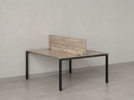 Бенч-система, 2 рабочих места, с одним экраном ЛДСП 1400x1200x750 RM165-2-14x12 Дуб Маувелла/Черный
