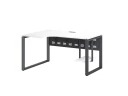 Стол угловой, экран металл, О-опора, левый 1600x900/1200x750, RM056-16x9-12 Белый/Серый