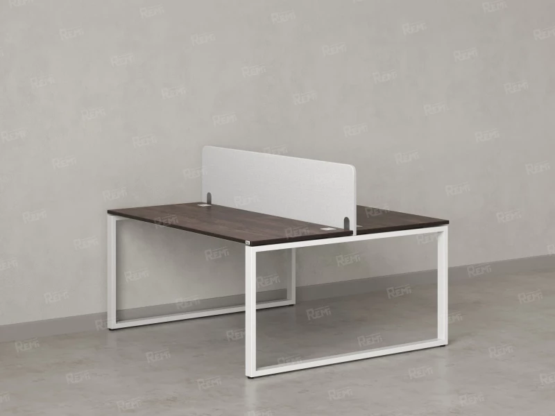 Бенч-система, 2 рабочих места, с одним тканевым экраном 1200x1200x750 RM169-1-12x12 Дуб Апрельский шоколад/Белый