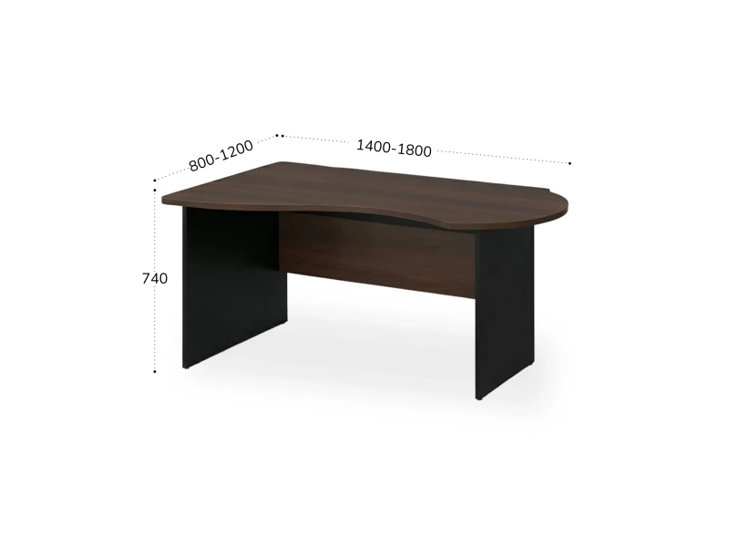 BRL RB004-180х120L Стол асимметричный левый 1800х1200х740 Венге/Черный